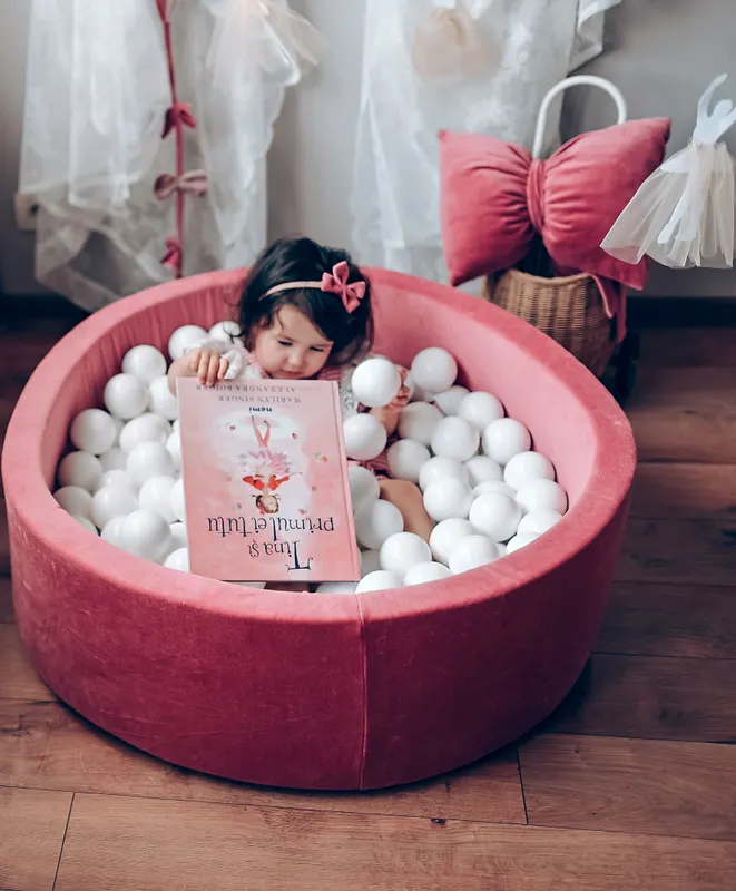 Piscină cu bile, Catifea Roz Antic, 200 de bile, Antique Pink Velvet — imaginea 2