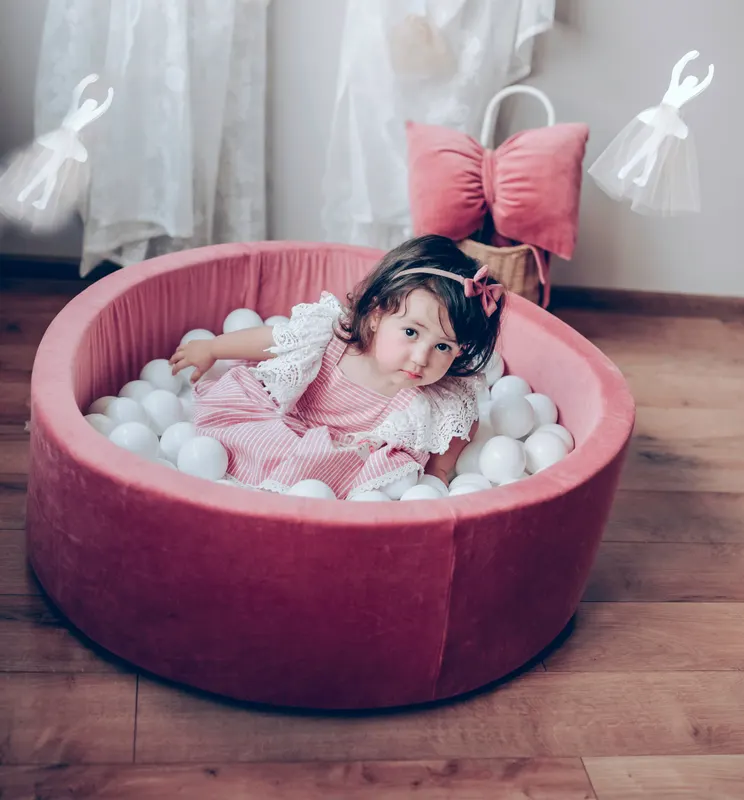 Piscină cu bile, Catifea Roz Antic, 200 de bile, Antique Pink Velvet — imaginea 5