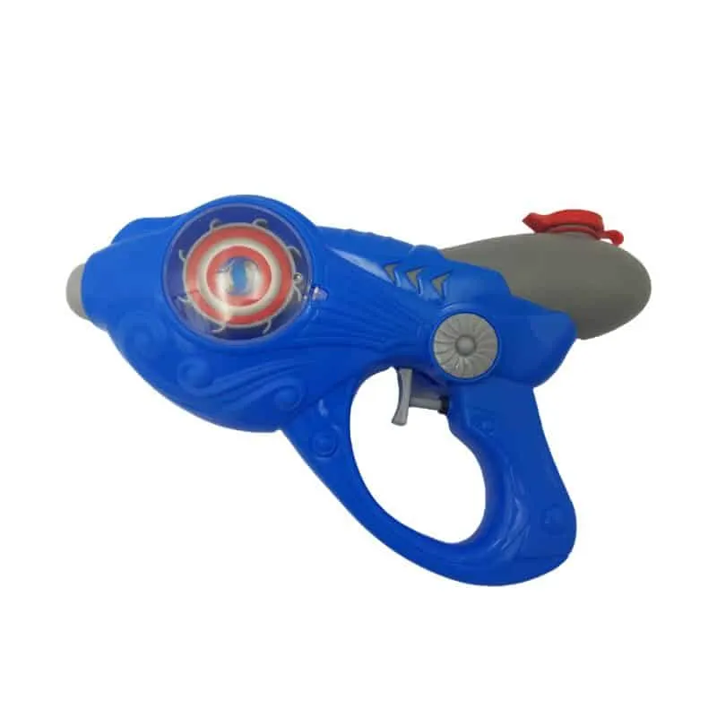 Pistol Jucarie cu Apa, cu Disc Rotativ si Lumini Interactive, Albastru Gri, 25x5x18 cm, + 3 Ani