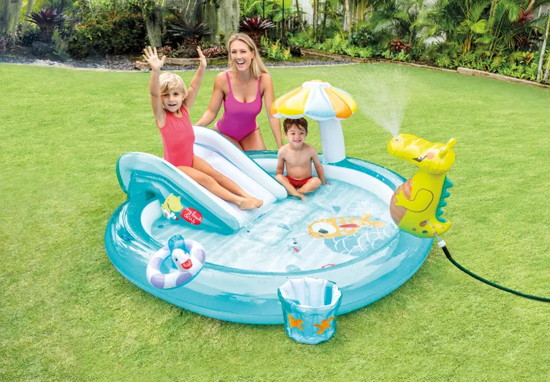 Piscina gonflabila copii Intex 57165 Crocodil, tobogan si accesorii KID417875 — imaginea 2