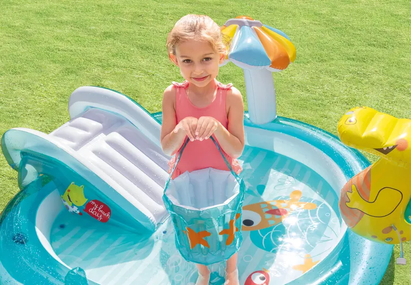 Piscina gonflabila copii Intex 57165 Crocodil, tobogan si accesorii KID417875 — imaginea 3