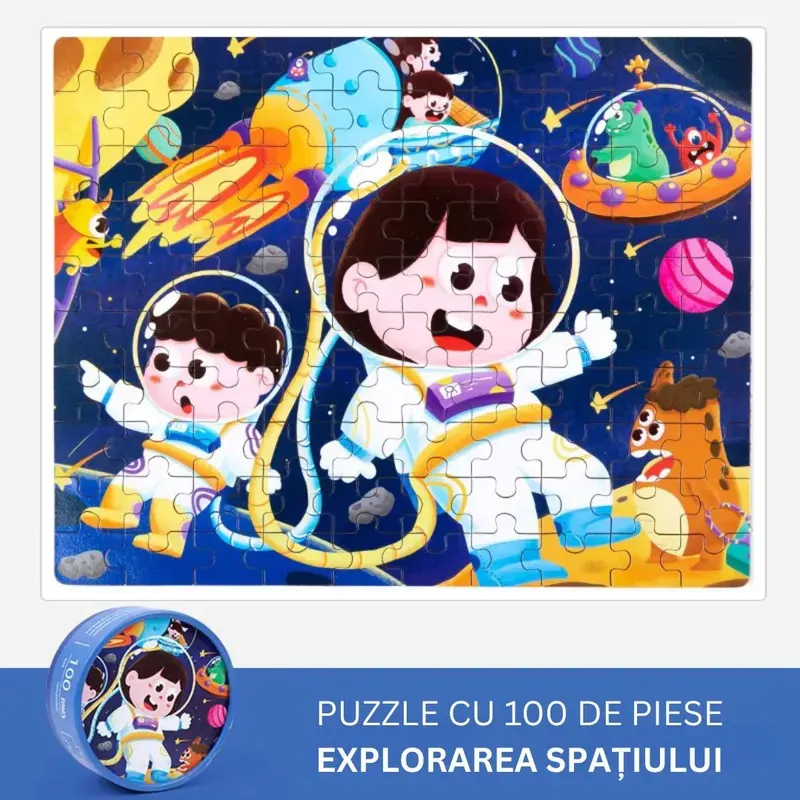 Puzzle educativ cu 100 de piese, 12 tematici - Explorarea spațiului