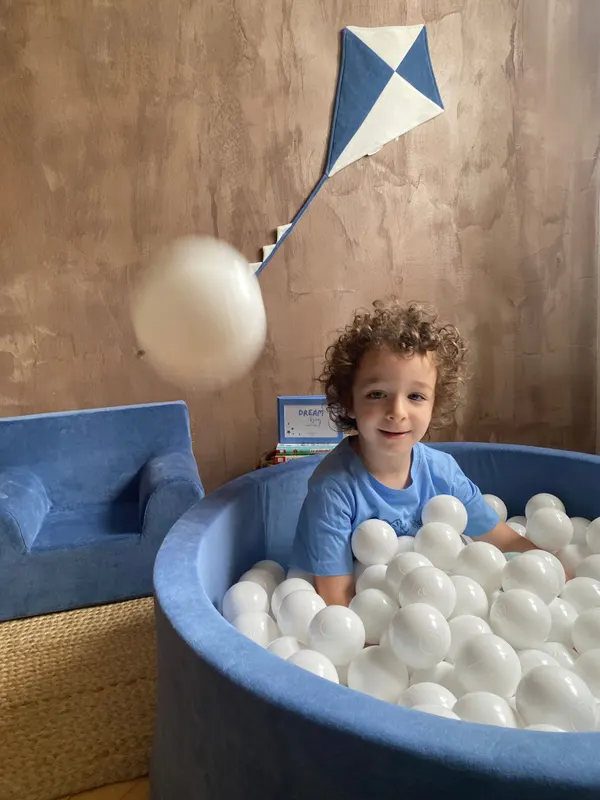 Piscină cu bile, Catifea, Albastru, 200 de bile, Blue Velvet — imaginea 3