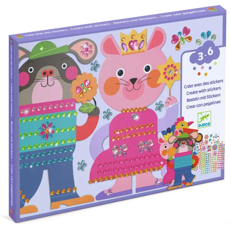 Set creativ 4 planse de decorat animale cu strasuri,3-6 ani
