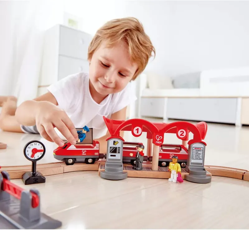 Set cale ferata Hape, lemn, multicolor KID021662 — imaginea 2
