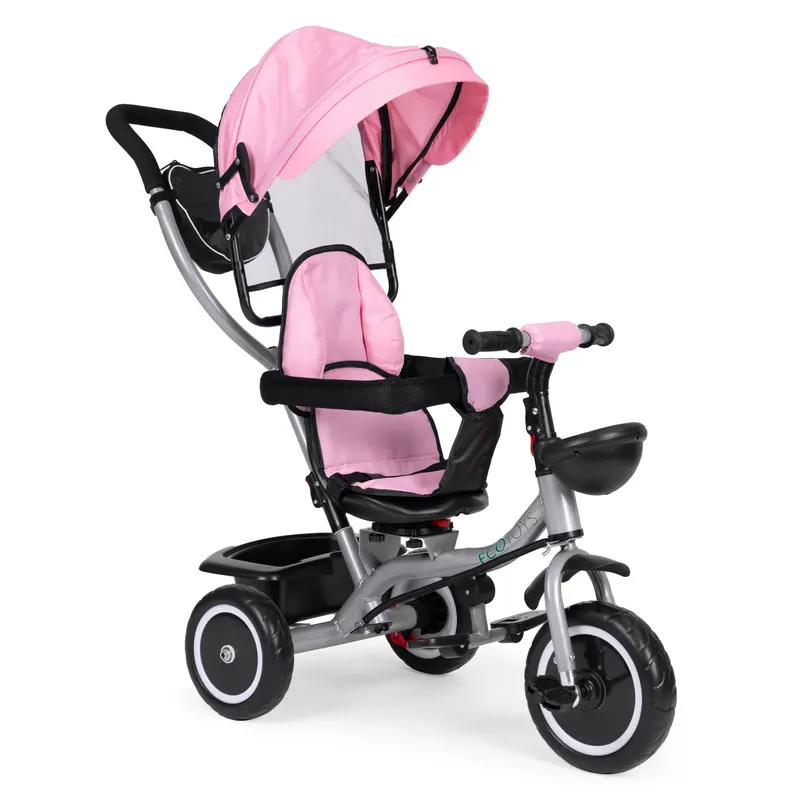 Tricicleta Ecotoys, 2 in 1, scaun rotativ, copertina, roz KID005888 — imaginea 2