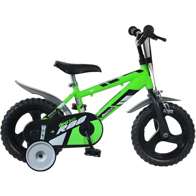 Bicicleta Copii Dino Bikes, R88, 12 inch, roti ajutatoare, sistem frana, verde KID901020 — imaginea 2