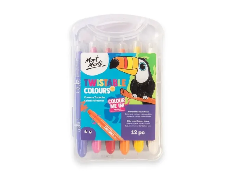 Creioane colorate retractabile Mont Marte, 12 culori set