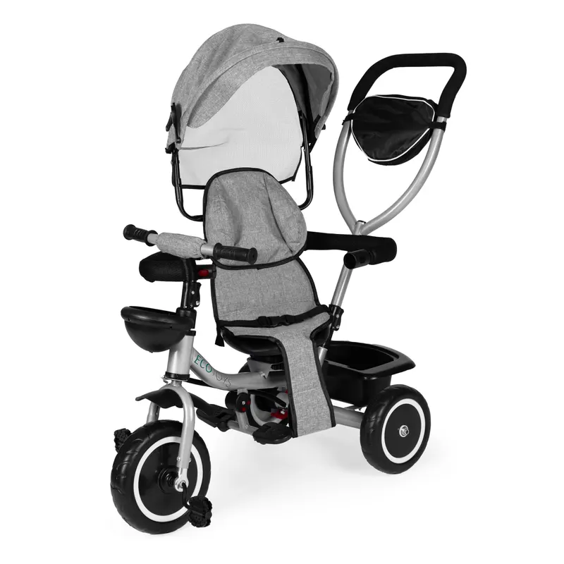 Tricicleta Ecotoys, 2 in 1, scaun rotativ, copertina, gri KID005901 — imaginea 5