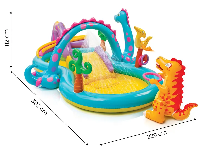 Piscina gonflabila copii Intex 57135 Dino, tobogan si pulverizator de apa KID402505 — imaginea 5