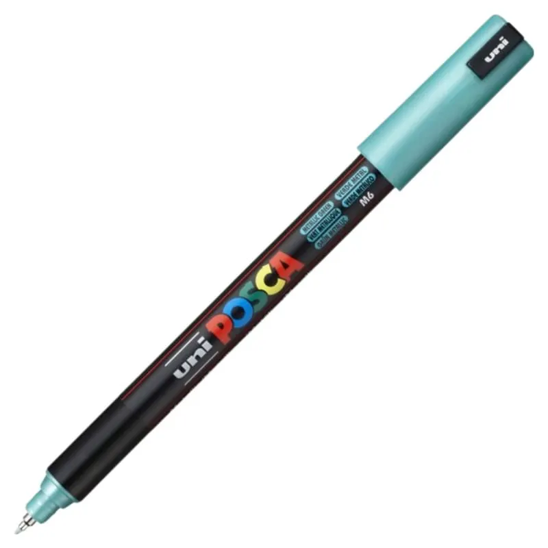 Marker UNI PC-1MR Posca, 0.7 mm,varf fin metalic,verde metalizat