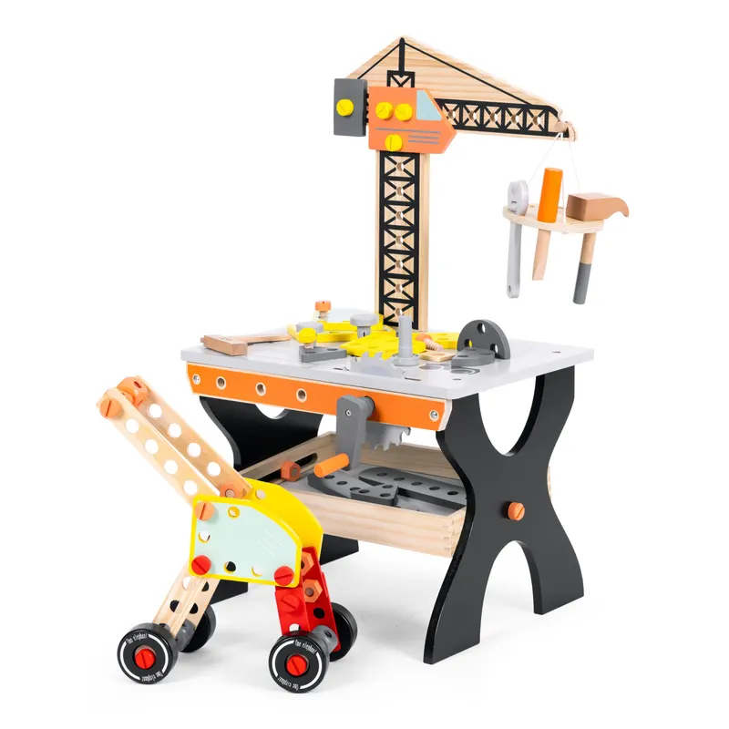 Banc de lucru Ecotoys, lemn, multiple elemente, multicolor KID003877 — imaginea 2
