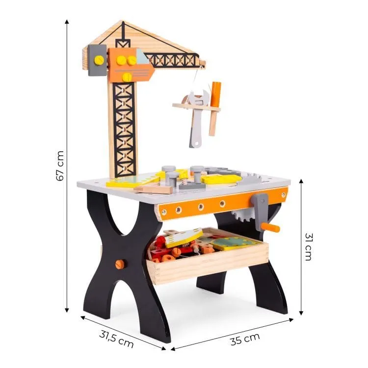 Banc de lucru Ecotoys, lemn, multiple elemente, multicolor KID003877 — imaginea 3