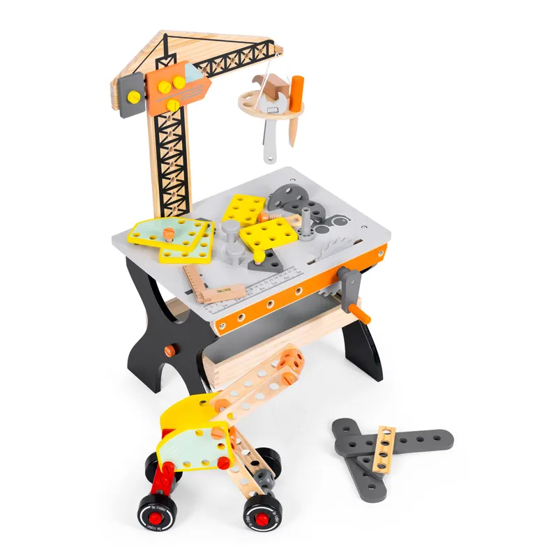 Banc de lucru Ecotoys, lemn, multiple elemente, multicolor KID003877 — imaginea 5