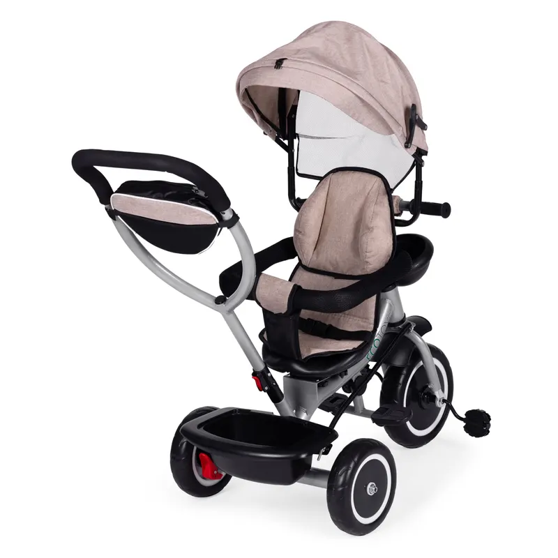 Tricicleta Ecotoys, 2 in 1, scaun rotativ, copertina, bej KID005895 — imaginea 2