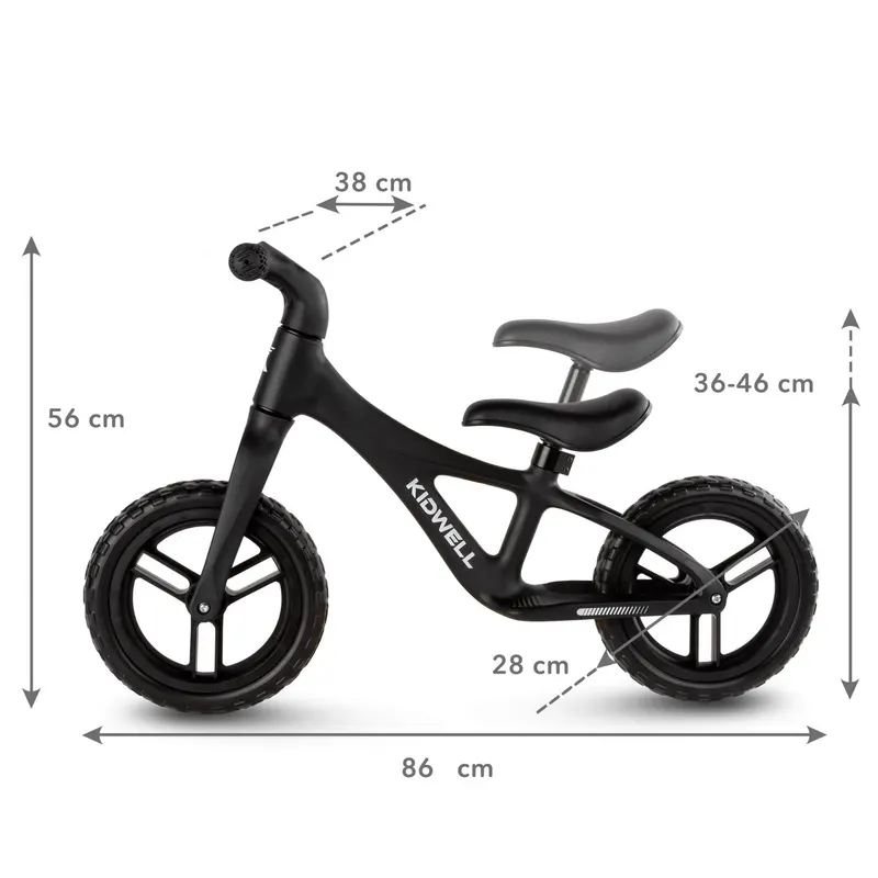 Bicicleta echilibru Kidwell JOGO, fara pedale, negru KID707162 — imaginea 4