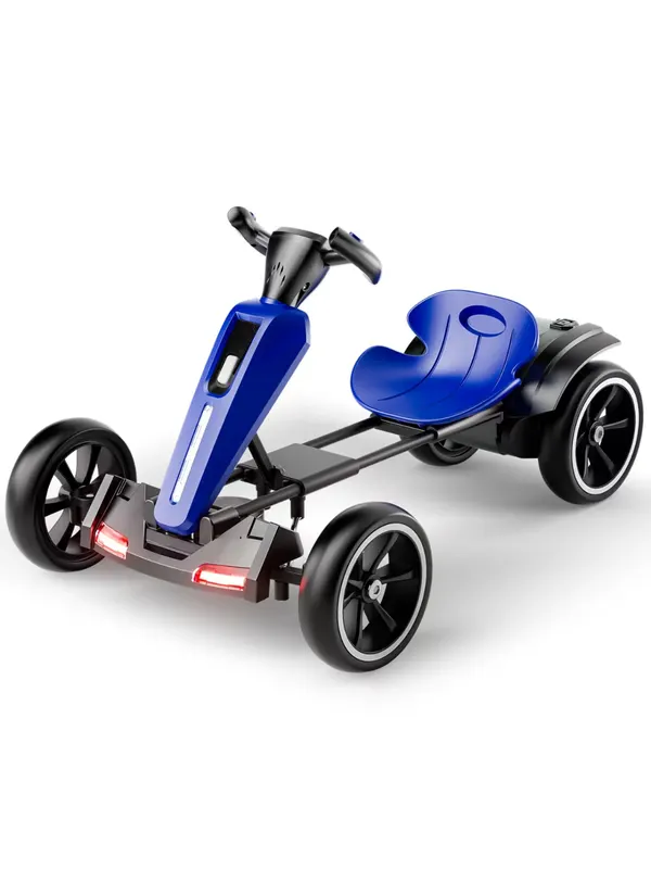 Kart electric pentru copii 3-7 ani, GoKart V2, 12V, putere 70W, control parental, bluetooth, pliabil, albastru