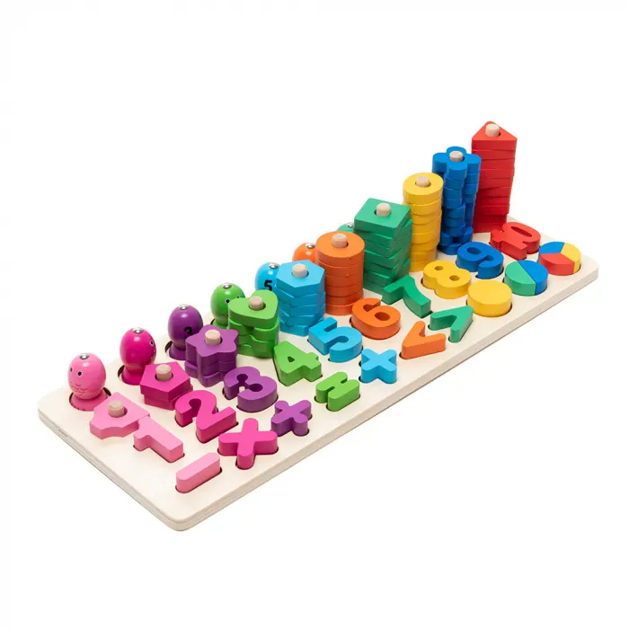 Joc Logaritmic 4 in 1 din Lemn de Numarare