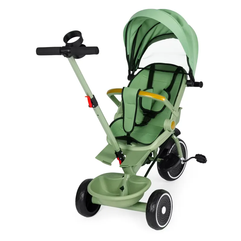 Tricicleta Ecotoys, 2 in 1, scaun rotativ, melodi si lumini, copertina, verde KID005918 — imaginea 2