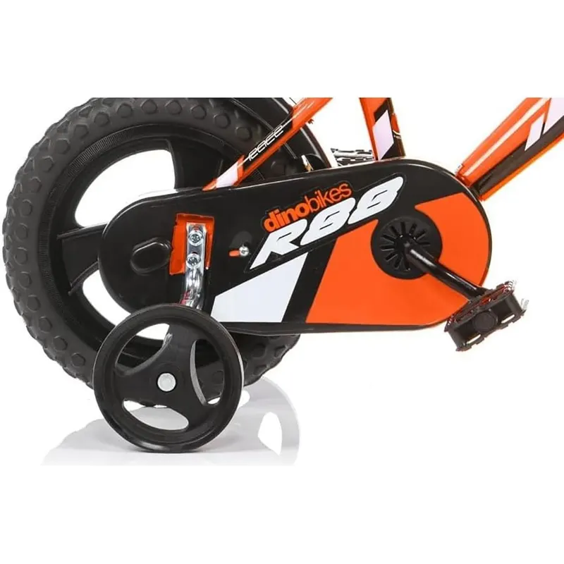 Bicicleta Copii Dino Bikes, R88, 12 inch, roti ajutatoare, sistem frana, portocaliu KID909620 — imaginea 3