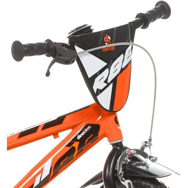 Bicicleta Copii Dino Bikes, R88, 12 inch, roti ajutatoare, sistem frana, portocaliu KID909620 — imaginea 4