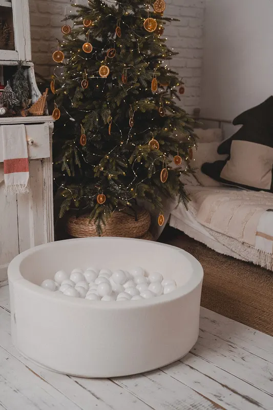 Piscină cu bile, Catifea Albă, 200 de bile, White Christmas, Velvet — imaginea 2
