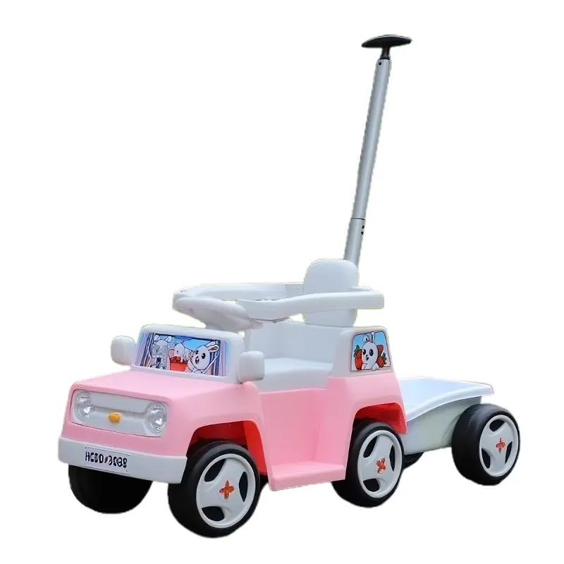 Masinuta pentru copii 4 in 1, FunnyBunny 60W 6V, cu telecomanda si remorca, roz