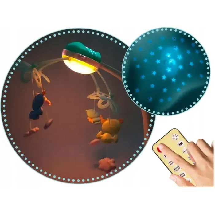 Carusel muzical patut Ricokids, cu proiector, sunete si jucarii, albastru KID607197 — imaginea 2