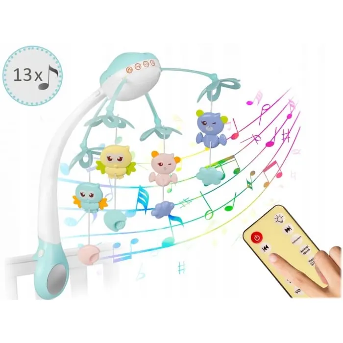 Carusel muzical patut Ricokids, cu proiector, sunete si jucarii, albastru KID607197 — imaginea 3