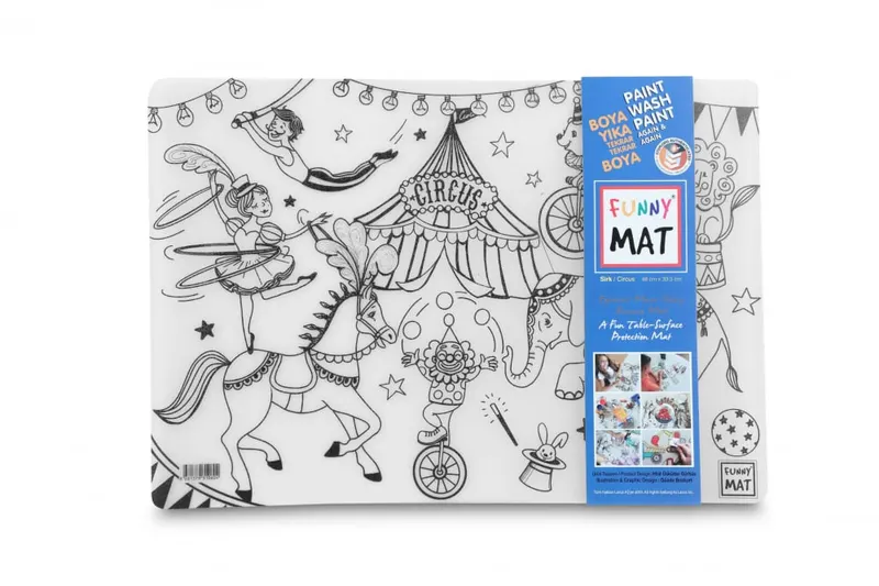 Plansa reutilizabila cu desene de colorat, model Circus,48x33.5 cm