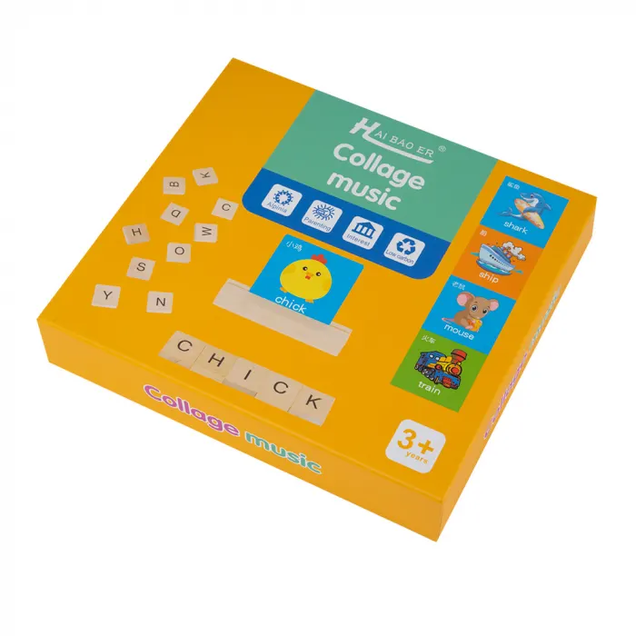 Joc Tip Puzzle din Lemn cu Carduri si Litere Montessori