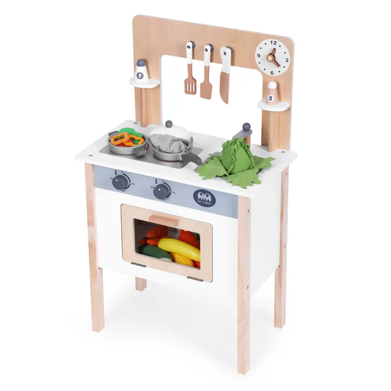 Bucatarie copii Ecotoys, lemn, 8 accesorii, alb KID003914 — imaginea 5