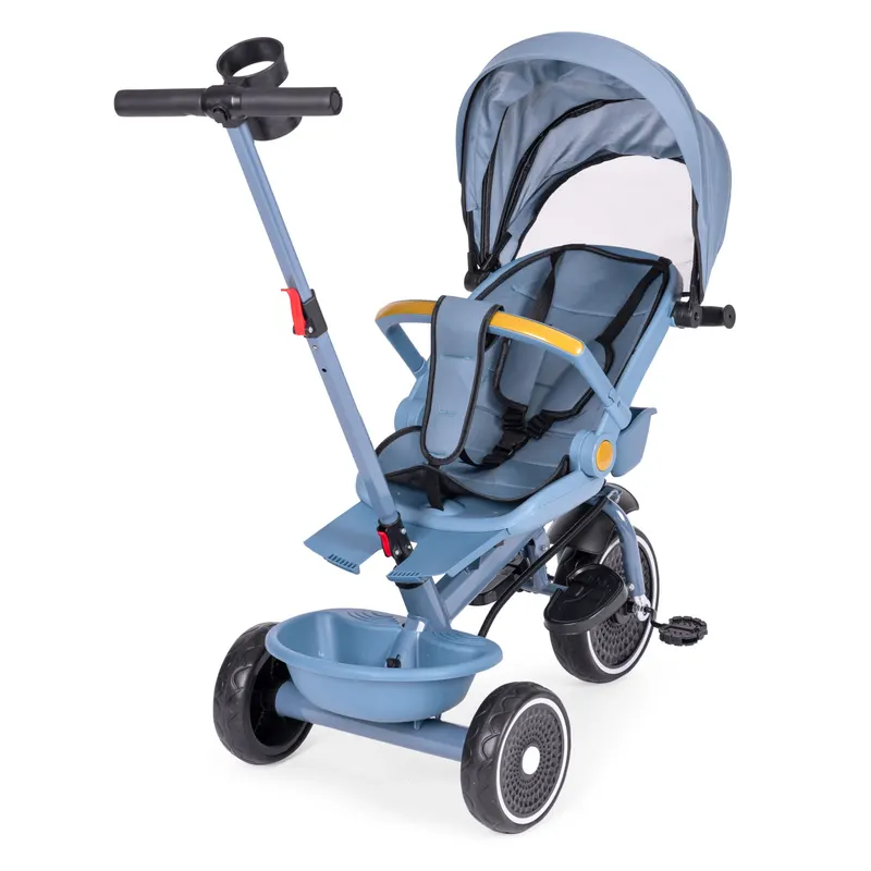 Tricicleta Ecotoys, 2 in 1, scaun rotativ, melodi si lumini, copertina, albastru KID005925 — imaginea 2