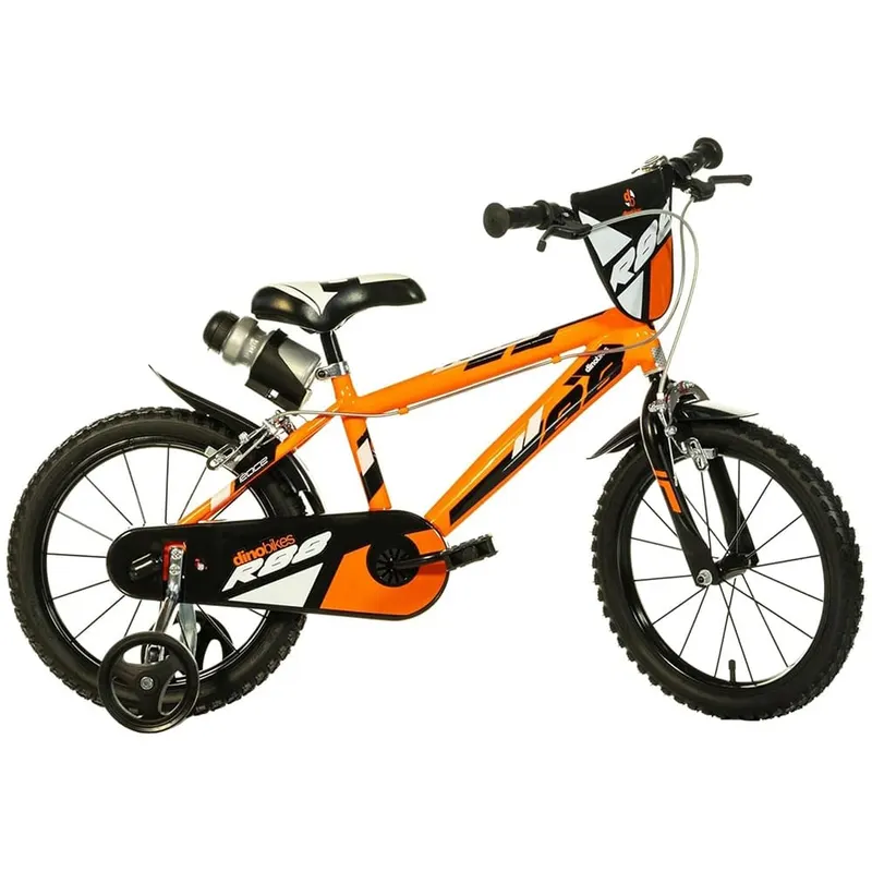 Bicicleta Copii Dino Bikes, R88, 14 inch, roti ajutatoare, sistem frana, portocaliu KID909705