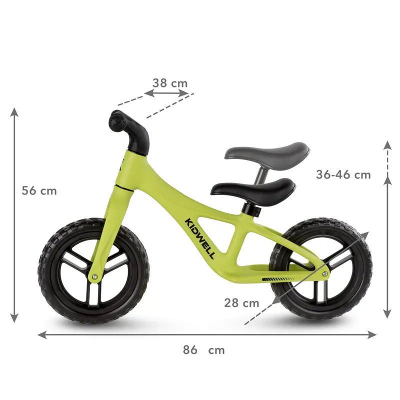 Bicicleta echilibru Kidwell JOGO, fara pedale, verde KID707186 — imaginea 4