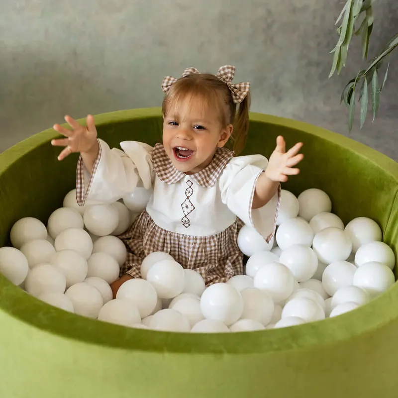 Piscină cu bile, Catifea Verde Olive, 200 de bile, Olive Velvet — imaginea 2