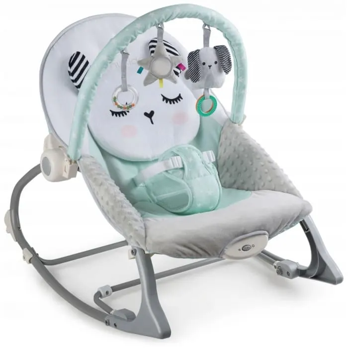 Balansoar multifunctional Nukido, panda, vibratii si jucarii, verde KID610142