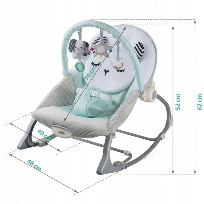 Balansoar multifunctional Nukido, panda, vibratii si jucarii, verde KID610142 — imaginea 2