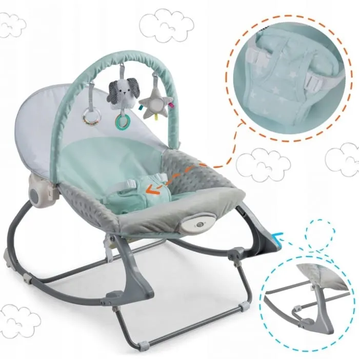 Balansoar multifunctional Nukido, panda, vibratii si jucarii, verde KID610142 — imaginea 3