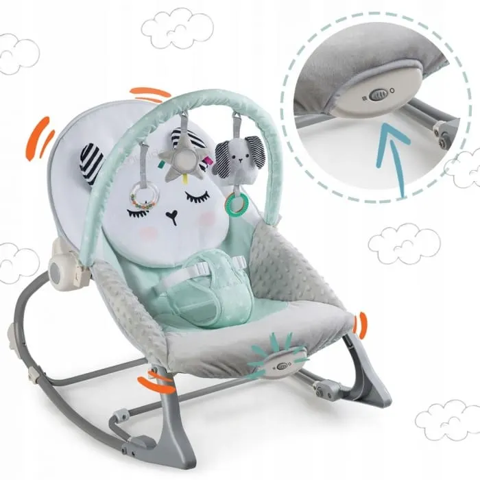 Balansoar multifunctional Nukido, panda, vibratii si jucarii, verde KID610142 — imaginea 4