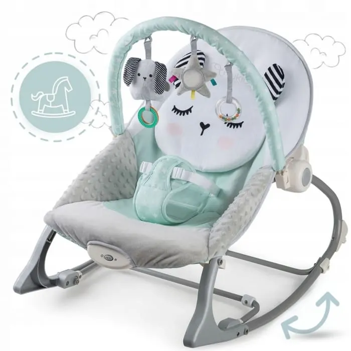 Balansoar multifunctional Nukido, panda, vibratii si jucarii, verde KID610142 — imaginea 5