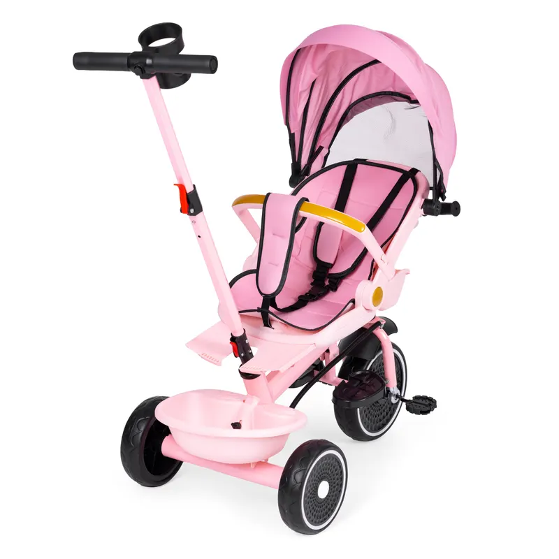Tricicleta Ecotoys, 2 in 1, scaun rotativ, melodi si lumini, copertina, roz KID005932 — imaginea 2
