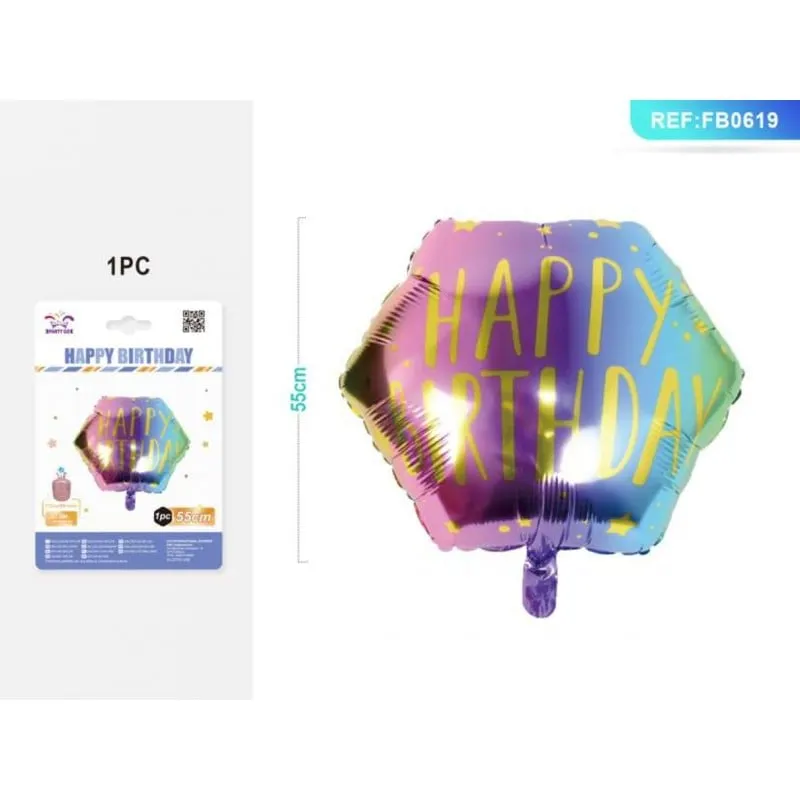 Balon din folie PartyGo Happy Birthday, 40cm, colorat