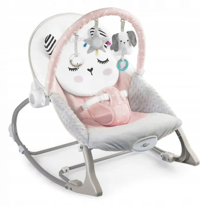 Balansoar multifunctional Nukido, panda, vibratii si jucarii, roz KID610159