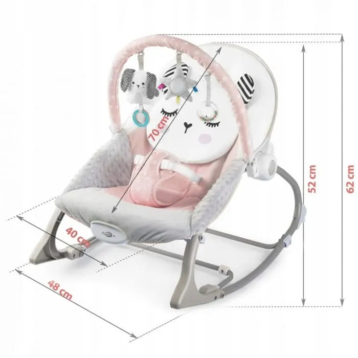 Balansoar multifunctional Nukido, panda, vibratii si jucarii, roz KID610159 — imaginea 2