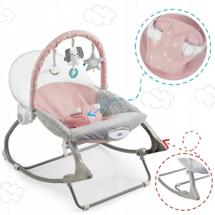 Balansoar multifunctional Nukido, panda, vibratii si jucarii, roz KID610159 — imaginea 3