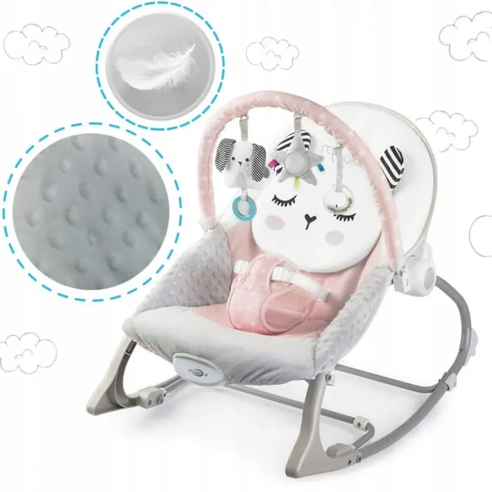 Balansoar multifunctional Nukido, panda, vibratii si jucarii, roz KID610159 — imaginea 4