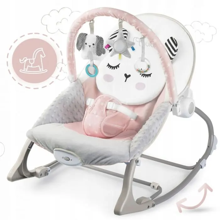 Balansoar multifunctional Nukido, panda, vibratii si jucarii, roz KID610159 — imaginea 5