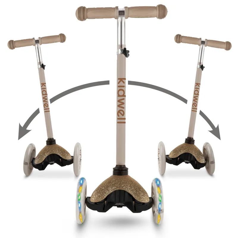 Trotineta Kidwell UNO, roti LED, ghidon reglabil, auriu KID709234 — imaginea 4