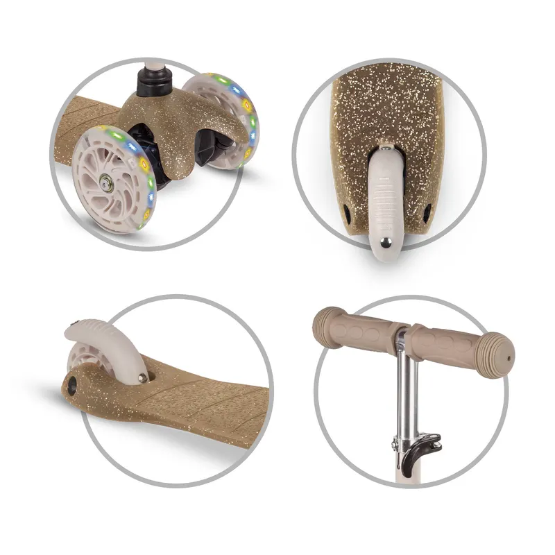 Trotineta Kidwell UNO, roti LED, ghidon reglabil, auriu KID709234 — imaginea 5